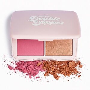 Double Dipper Blush and Highlighter Palette - Pink and Gold